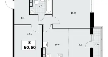 Apartamento 3 habitaciones en Postnikovo, Rusia