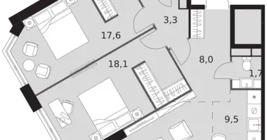 Mieszkanie 3 pokoi w Konkovo District, Rosja