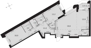 Mieszkanie 3 pokoi w Konkovo District, Rosja