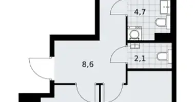 2 room apartment in Troitsk, Russia
