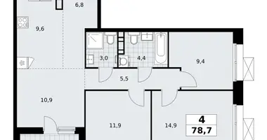 Apartamento 4 habitaciones en poselenie Sosenskoe, Rusia