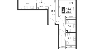 Apartamento 3 habitaciones en North-Eastern Administrative Okrug, Rusia