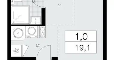 1 room apartment in poselenie Sosenskoe, Russia