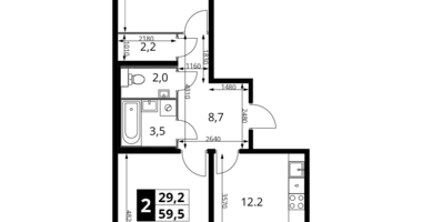 Apartamento 2 habitaciones en Leninsky District, Rusia