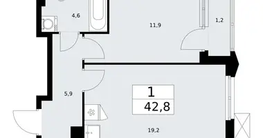 1 room apartment in Troitsk, Russia