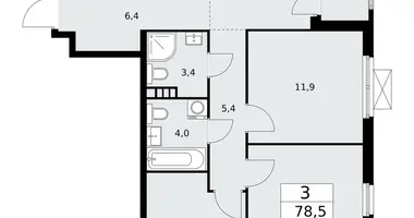 Apartamento 3 habitaciones en poselenie Sosenskoe, Rusia