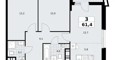 Apartamento 3 habitaciones en poselenie Sosenskoe, Rusia