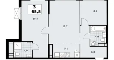 Apartamento 3 habitaciones en poselenie Sosenskoe, Rusia