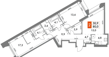 Mieszkanie 2 pokoi w Konkovo District, Rosja