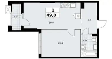 Apartamento 1 habitación en Troitsk, Rusia