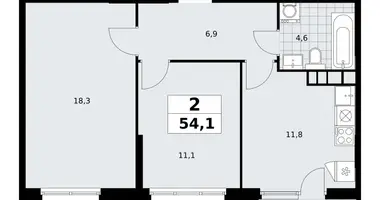 Wohnung 2 zimmer in Südwestlicher Verwaltungsbezirk, Russland