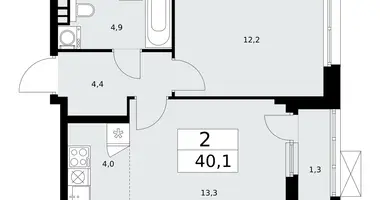 Appartement 2 chambres dans Moscou, Fédération de Russie