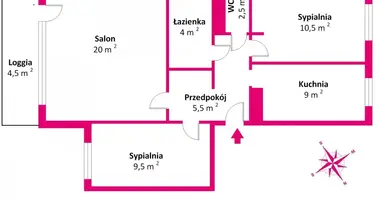 3 room apartment in Warsaw, Poland