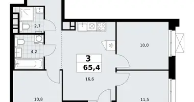 Apartamento 3 habitaciones en poselenie Sosenskoe, Rusia