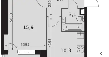 Apartamento 1 habitación en Moscú, Rusia