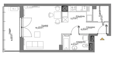 Wohnung 1 Zimmer in Warschau, Polen