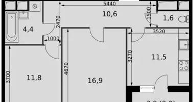 Apartamento 2 habitaciones en Razvilka, Rusia