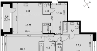 Apartamento 3 habitaciones en North-Western Administrative Okrug, Rusia