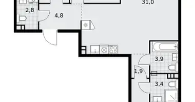 Apartamento 3 habitaciones en poselenie Sosenskoe, Rusia