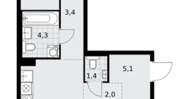 Wohnung 2 zimmer in Troizk, Russland