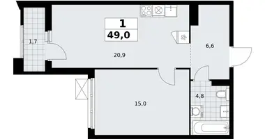1 room apartment in Troitsk, Russia