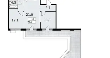 Apartamento 3 habitaciones en Vnukovo, Rusia