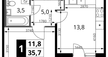 1 room apartment in Khimki, Russia