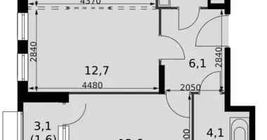 Apartamento 2 habitaciones en Razvilka, Rusia