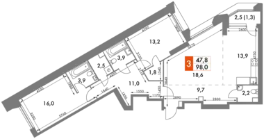 Квартира 3 комнаты в район Коньково, Россия