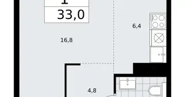 1 room apartment in Troitsk, Russia