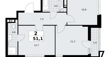 Mieszkanie 2 pokoi w poselenie Sosenskoe, Rosja