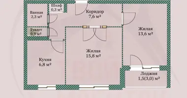 Wohnung 2 zimmer in Baryssau, Weißrussland