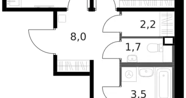Apartamento 2 habitaciones en Moscú, Rusia