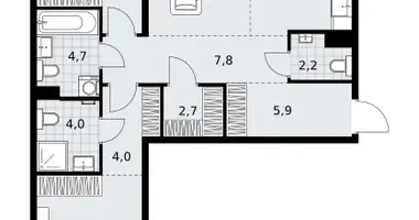 3 room apartment in Kommunarka, Russia