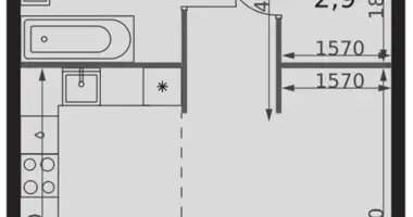 1 room studio apartment in Moscow, Russia