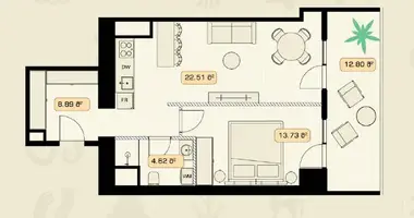 Apartamento 2 habitaciones en Tiflis, Georgia