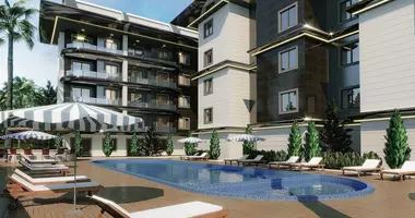 1 room apartment with balcony, with air conditioning, with sea view in Alanya, Turkey