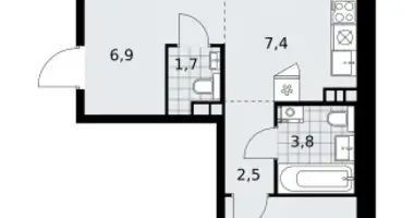 Apartamento 3 habitaciones en poselenie Sosenskoe, Rusia