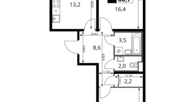 Apartamento 2 habitaciones en South-Western Administrative Okrug, Rusia