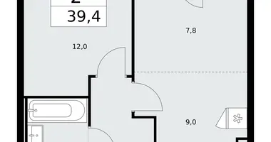 Apartamento 2 habitaciones en Moscú, Rusia