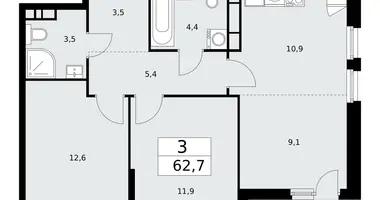 Apartamento 3 habitaciones en poselenie Sosenskoe, Rusia