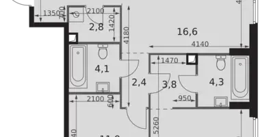Wohnung 3 zimmer in Moskau, Russland
