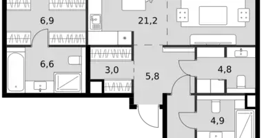 Appartement 3 chambres dans North-Western Administrative Okrug, Fédération de Russie