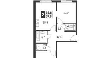 2 room apartment in Leninsky District, Russia