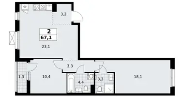 Apartamento 2 habitaciones en Kommunarka, Rusia