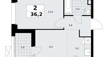 Apartamento 2 habitaciones en poselenie Sosenskoe, Rusia