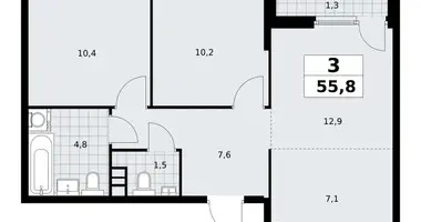 Wohnung 3 zimmer in Südwestlicher Verwaltungsbezirk, Russland