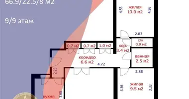 Apartamento 3 habitaciones en Minsk, Bielorrusia