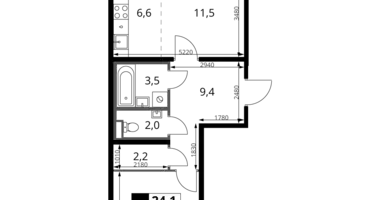 Apartamento 2 habitaciones en Jimki, Rusia