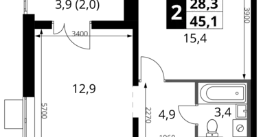 Appartement 2 chambres dans Potapovo, Fédération de Russie